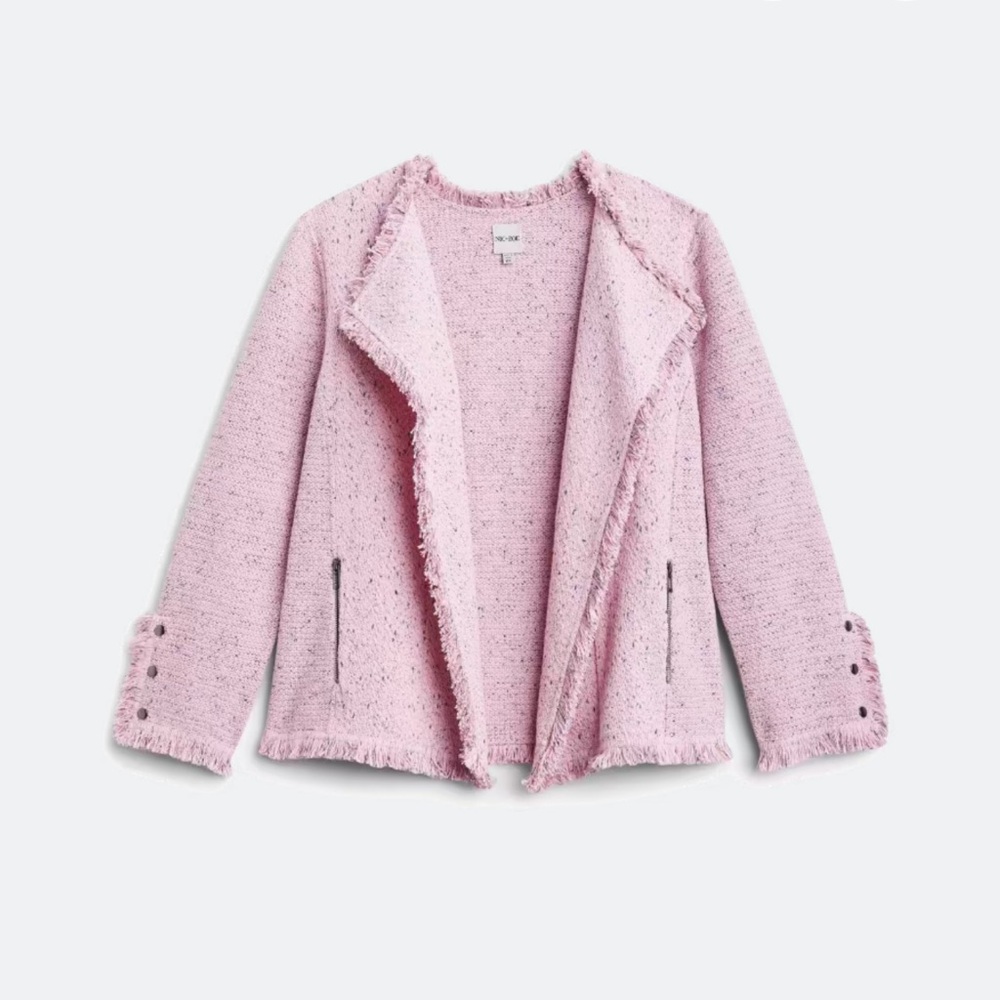 NWT!  Nic+Zoe unlined pink fringe jacket.